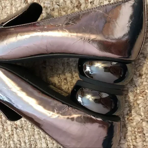 NEW Jeffrey Campbell Viona Metallic Pointed Toe Loafer Size 6 Low Round Heel
